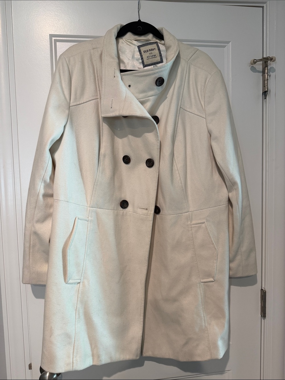 Old Navy Women's Cream Double-Breasted Peacoat